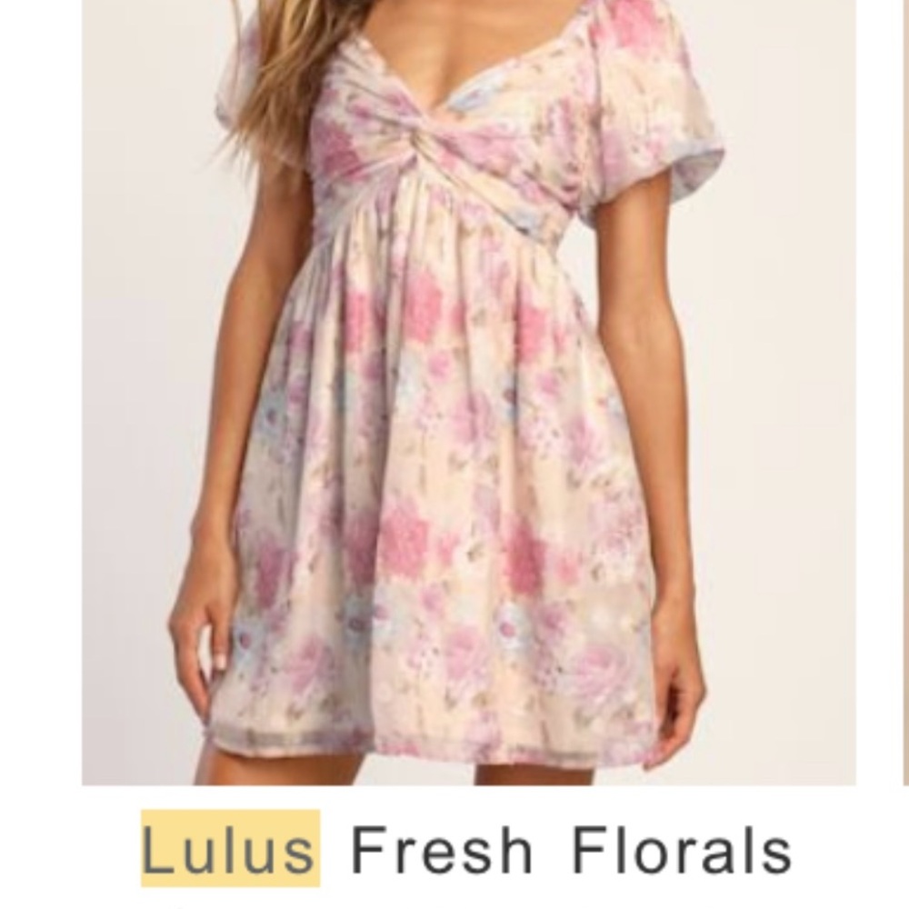 Lulu's Floral Pink Puff Sleeve Dress